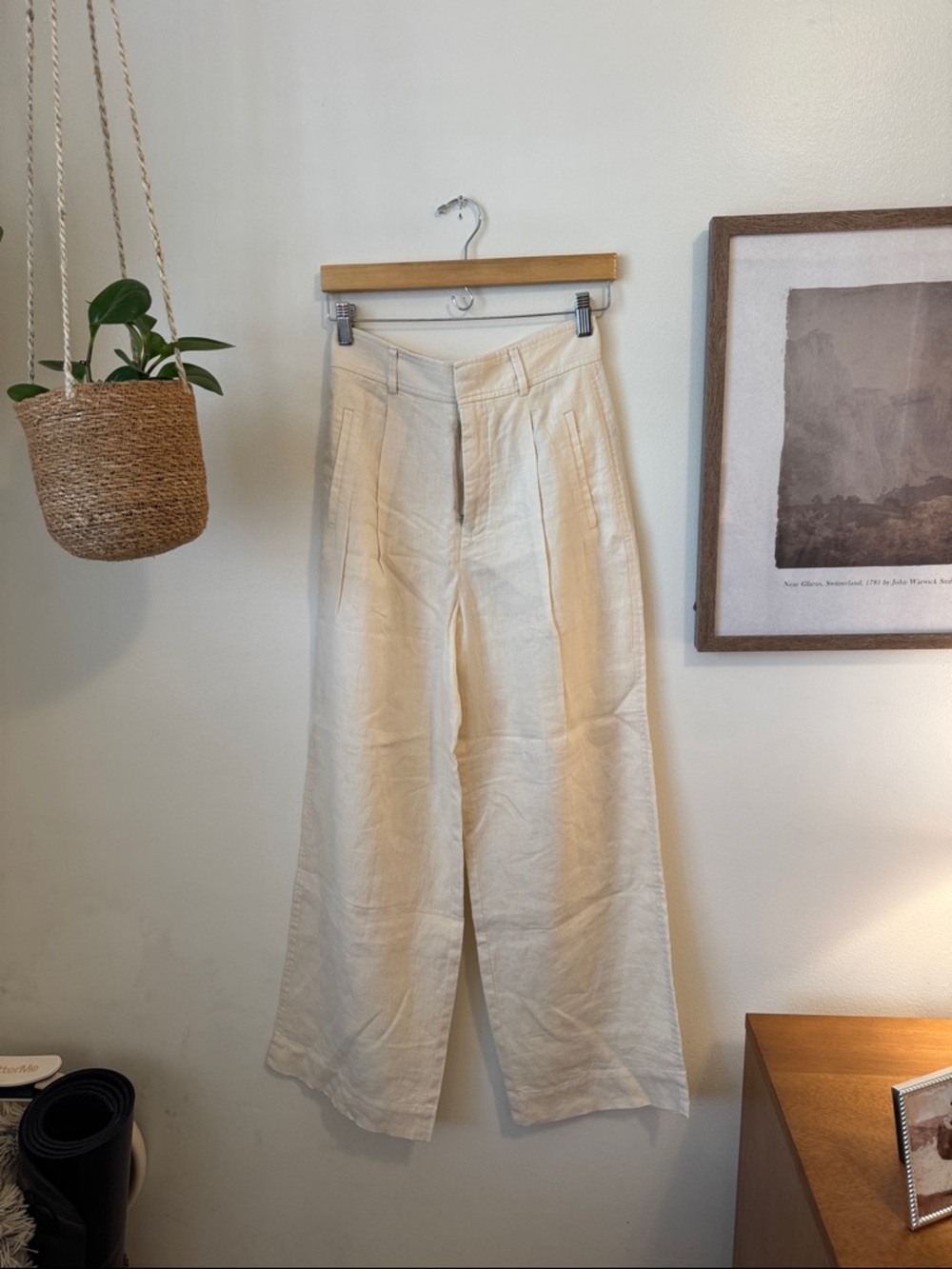 Everlane The Way-High Linen Drape Pant 30'', Bone, 4
